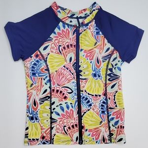 {Garnet Hill} Kids Multi-colored Floral Rashguard